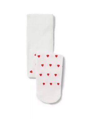 NWT ♥️Janie and Jack White Tights with Pink and Red Heart Pattern. 12-24 mo